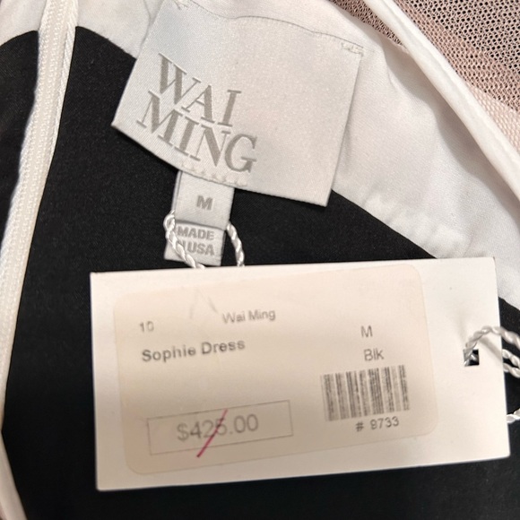 NWT Wai Ming LBD Sophie Dress Silk with Mesh and Leather Trim, size Medium - Picture 7 of 9